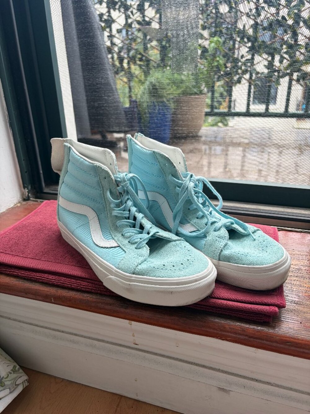 Light Blue Vans Zippered  Sk8-Hi High-Tops